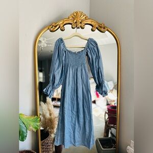 Sleeper Atlanta blue linen midi dress small